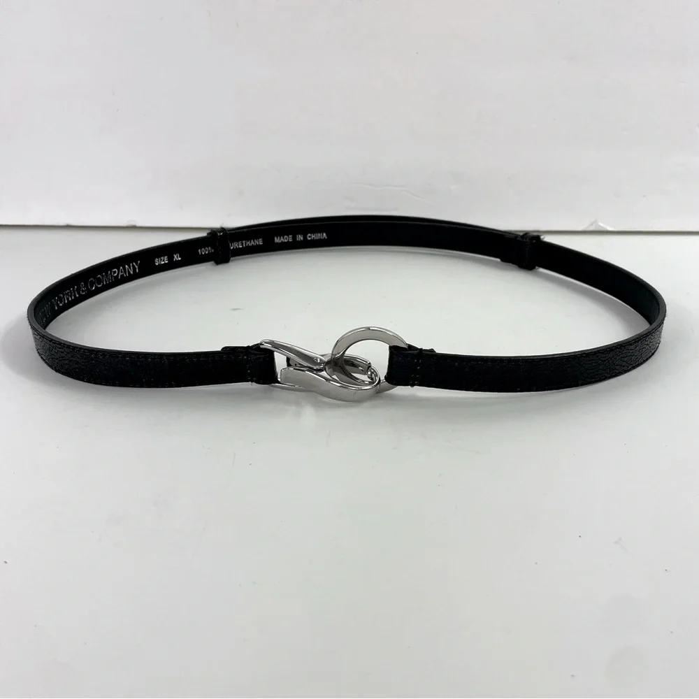 New York & Company Black Snakeskin Clip Closure Belt